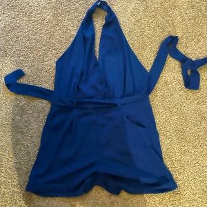 ANGL Medium Blue Romper, backless